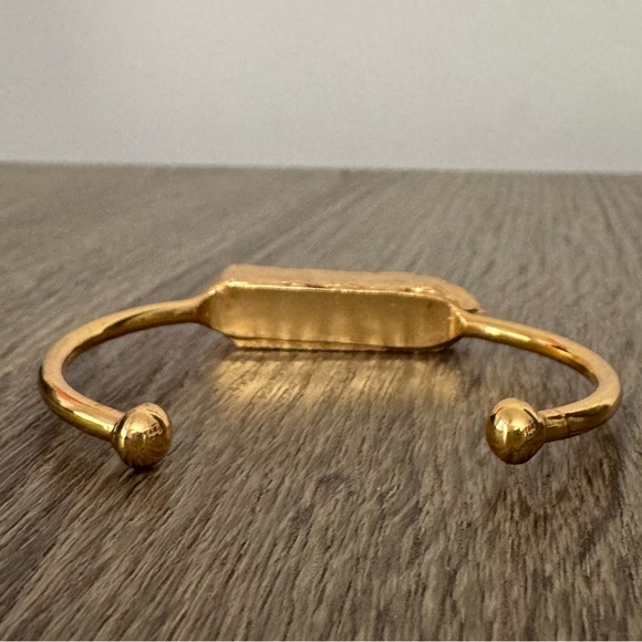 Raw White Druzy Quartz Cuff Bracelet Adjustable Gold Plated Titanium LIKE NEW - Picture 11 of 11